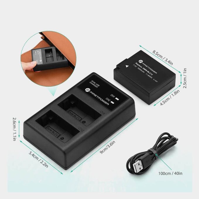 Cargador y baterías Panasonic DMW-BLC12 compatible con Lumix DMC-G7