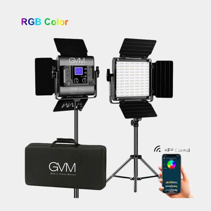 Kit de iluminación LED para estudio 2-videos GVM 800D-RGB