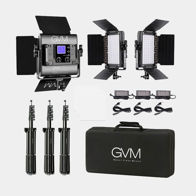 Kit de iluminación LED para estudio 3-videos GVM 800D-RGB