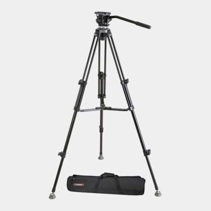 Trípode E-Image EK610 con cabezal fluido soporta hasta 3 kg