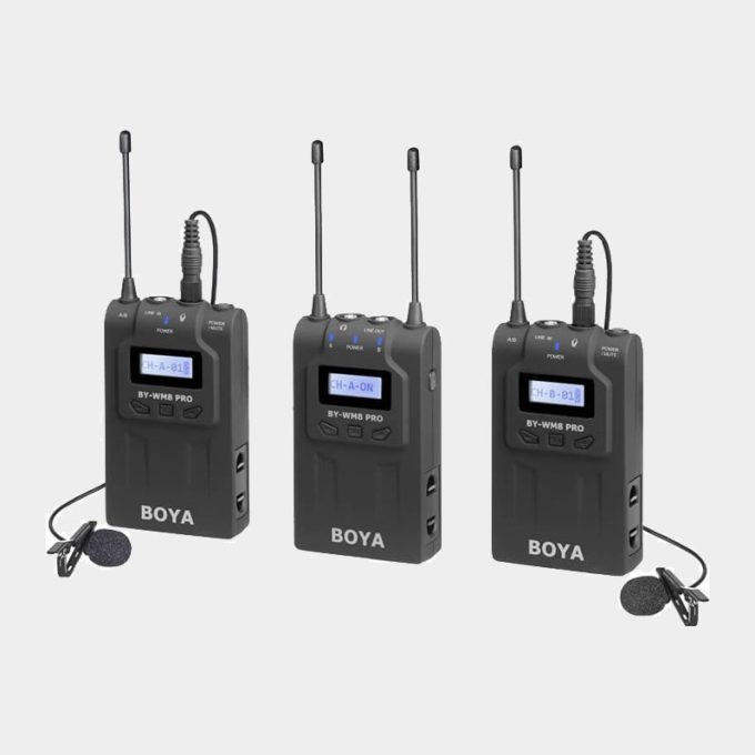 BOYA BY-WM8 Pro-K2 Micrófono Balita dual inalámbrico UHF 100 mts