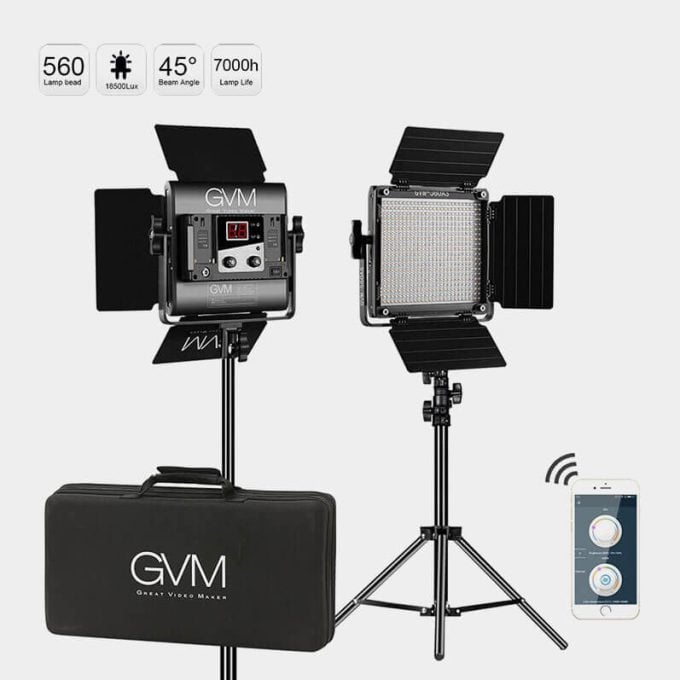 Kit de iluminación LED GVM 560AS Bi-Color 2 Luces con Stands