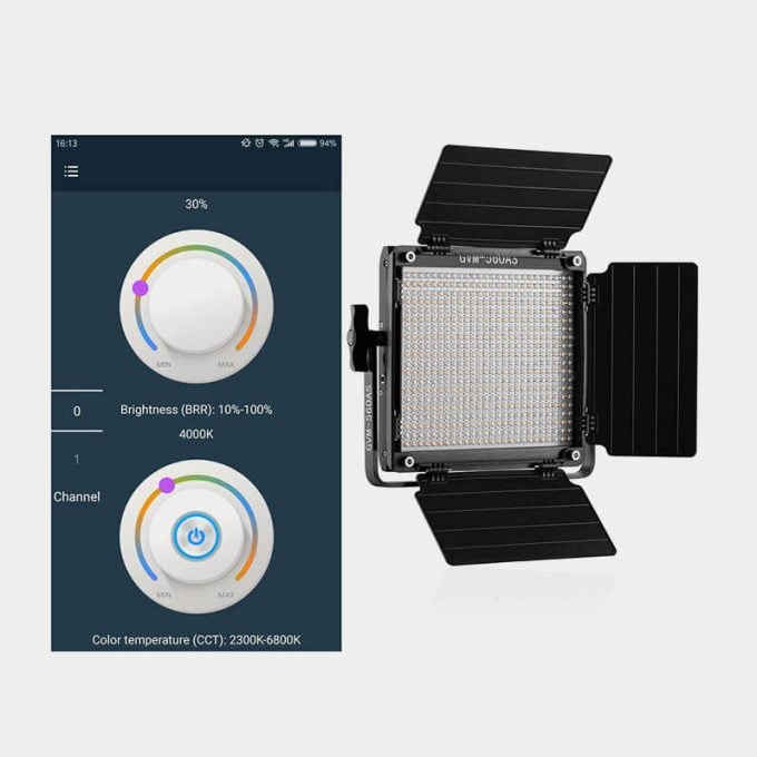 Kit de iluminación LED GVM 560AS Bi-Color 3 Luces con Stands