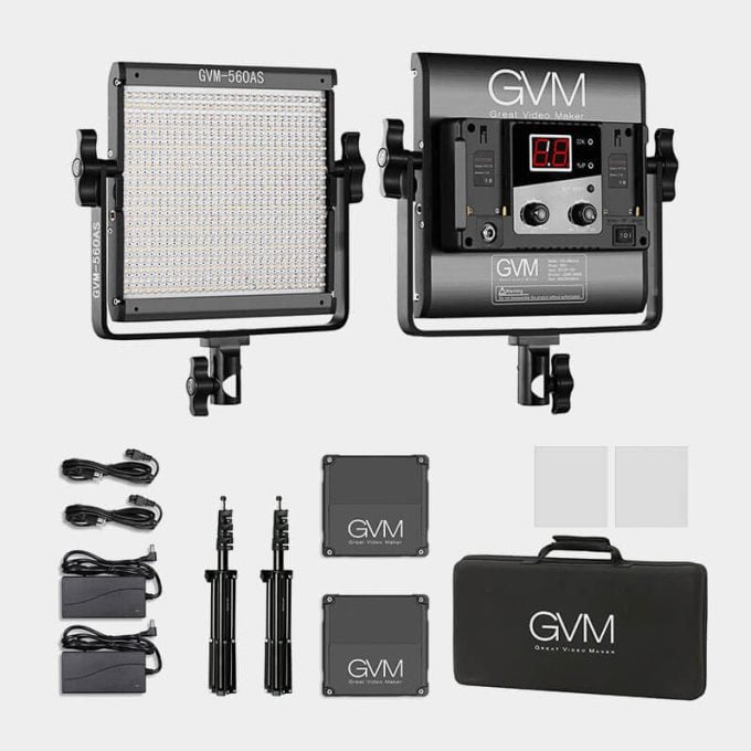 Kit de iluminación LED GVM 560AS Bi-Color 2 Luces con Stands