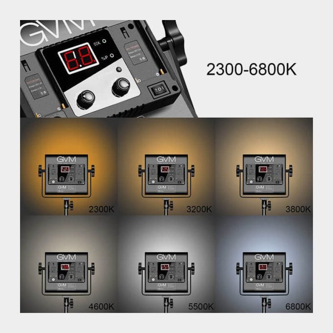 Kit de iluminación LED GVM 560AS Bi-Color 3 Luces con Stands