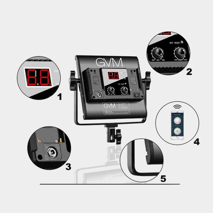 Kit de iluminación LED GVM 560AS Bi-Color 3 Luces con Stands
