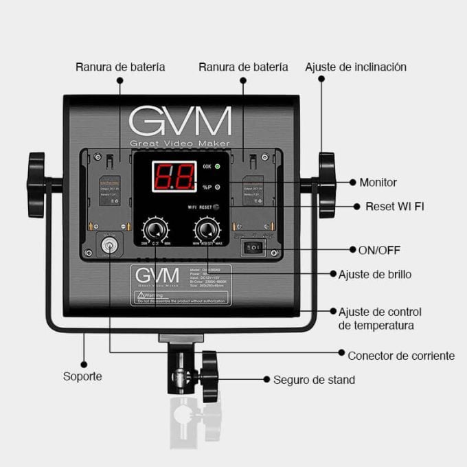 Kit de iluminación LED GVM 560AS Bi-Color 3 Luces con Stands