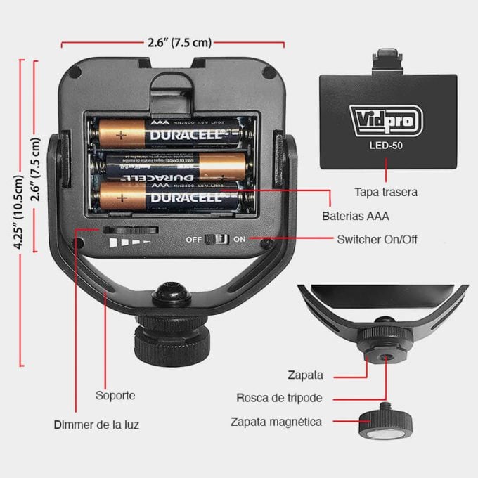 Luz LED Vidpro LED-50 para fotografía y vídeo