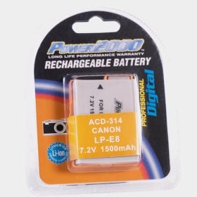 Batería LP-E8 Power2000 para Canon T5i, T4i, T3i, T2i