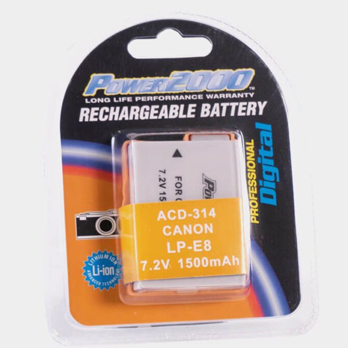 Batería LP-E8 Power2000 para Canon T5i, T4i, T3i, T2i