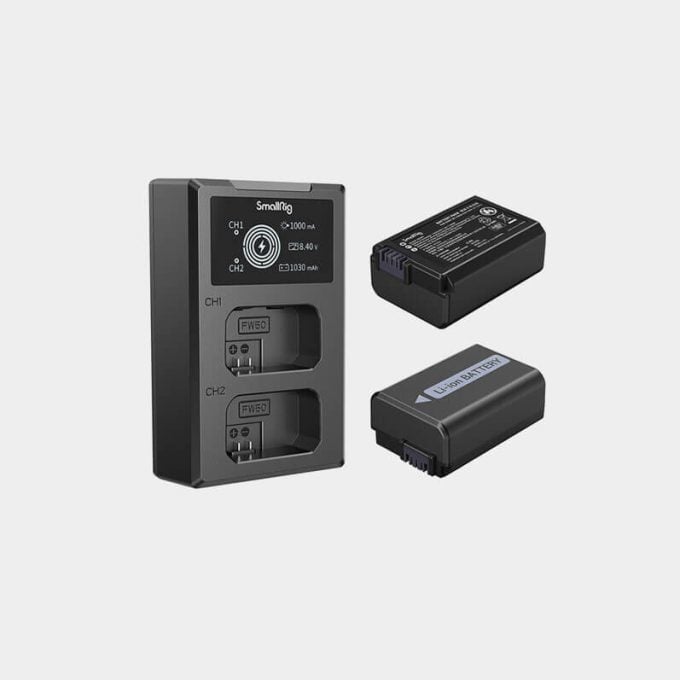 SmallRig NP-FW50 2 baterías con cargador Sony A6000/A6300/A6500
