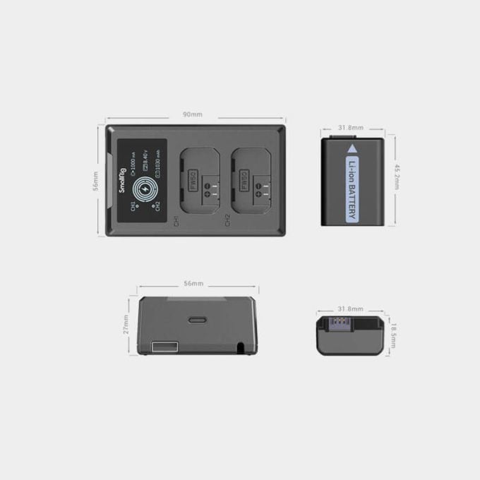 SmallRig NP-FW50 2 baterías con cargador Sony A6000/A6300/A6500