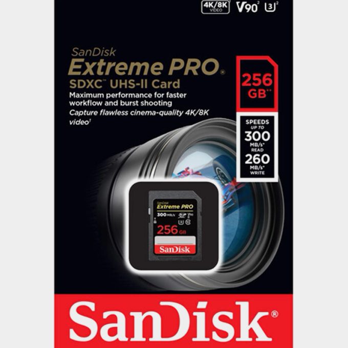 Memoria SanDisk Extreme PRO de 256 GB UHS-II / V90 / U3 /SDXC de 256 GB
