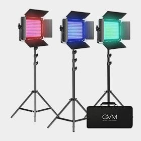 Kit de iluminación LED para estudio 3-videos GVM 800D-RGB