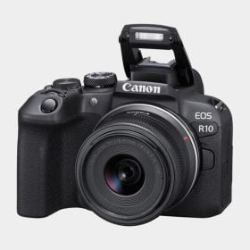 Camara sin espejo canon R10 con lente 18 45 mm