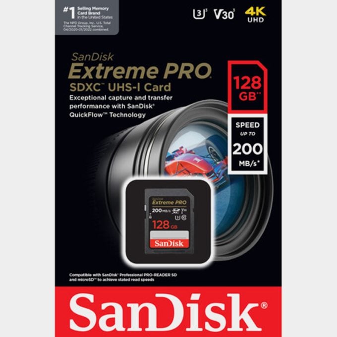 SanDisk Extreme PRO UHS-I SDXC de 128 GB UHS-I / V30 /200 MB/s