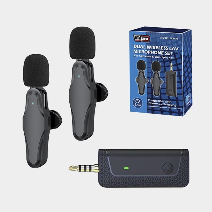 Micrófono inalámbrico dual para cámaras y teléfonos Vidpro WM-35