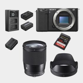 Combo Paisajismo Cámara Sony ZV-E10 con 2 Bateria extra Lente Sigma 16 mm y Memoria