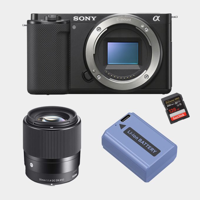 Kit Sonríe Cámara Sony ZV-E10 con Batería extra Smallrig y Lente Sigma 30 mm