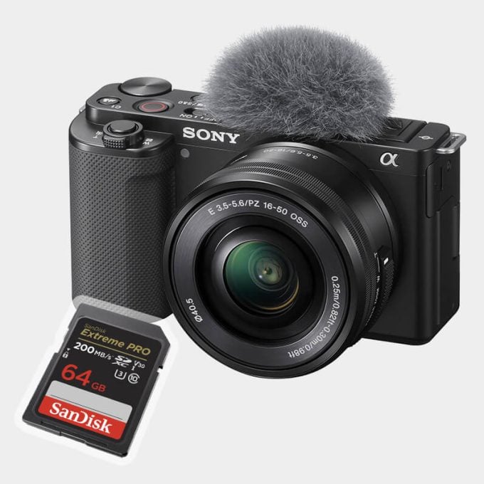 Cámara sin espejo Sony ZV-E10 con lente de 16-50 mm y Memoria de 64GB