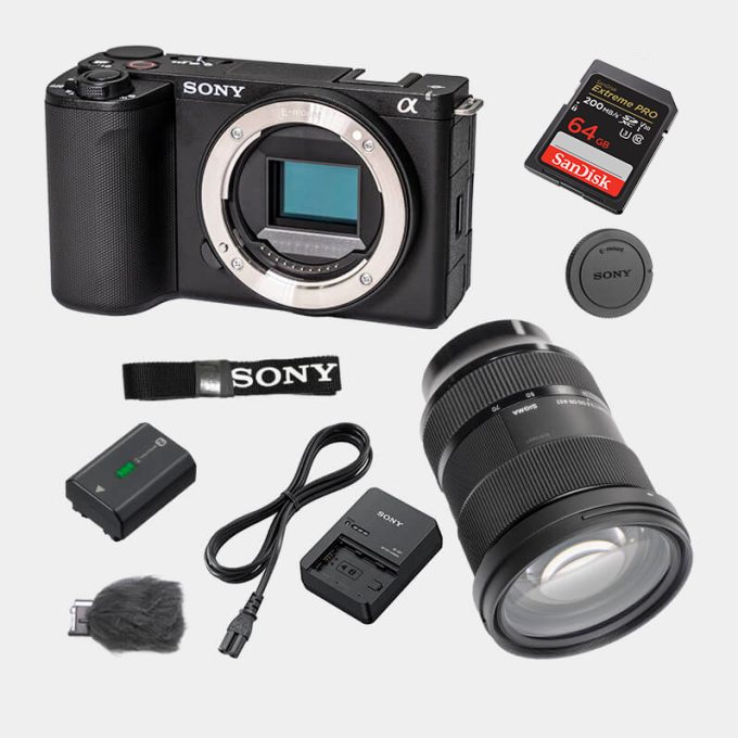 Sony ZV-E10 II con Lente Sigma 24-70mm Cargador Sony BC-QZ1 y Memoria 64GB