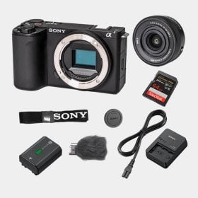 Sony ZV-E10 II con lente de 16-50, Cargador Sony BC-QZ1 y Memoria 64GB V30