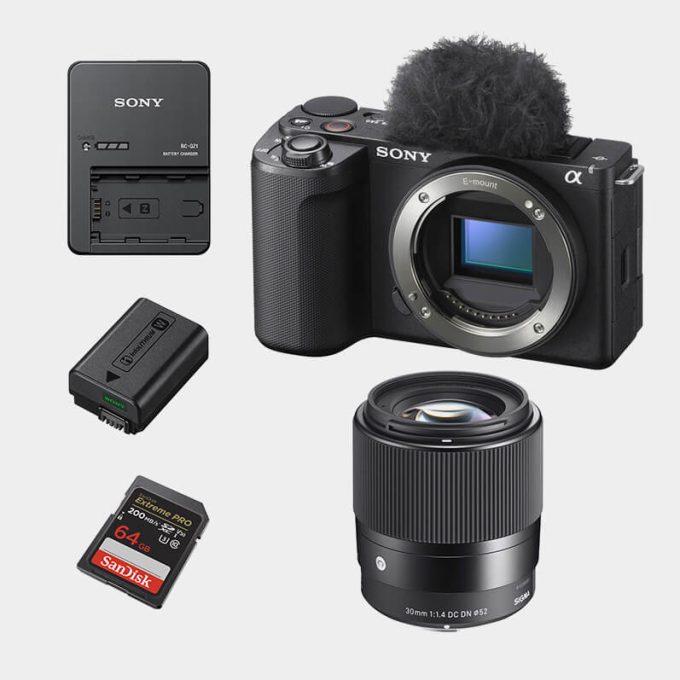 Sony ZV-E10 II Con Lente Sigma 30mm, Cargador Sony BC-QZ1 y Memoria 64GB