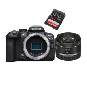 CANON R10 CON LENTE 50 MM Y MEMORIA 128
