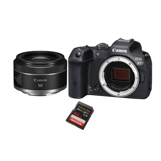 Canon EOS R7 con lente Canon RF 50mm f/1.8 Memoria 64 GB
