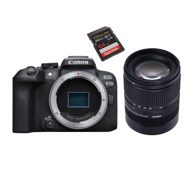 Camara canon R10 con lente 18-50 mm