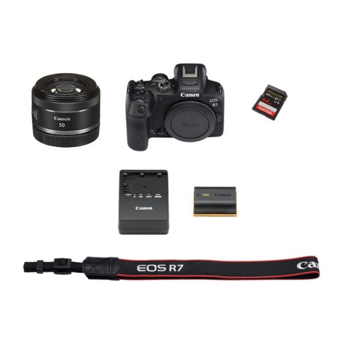 Canon EOS R7 con lente Canon RF 50mm f/1.8 Memoria 64 GB