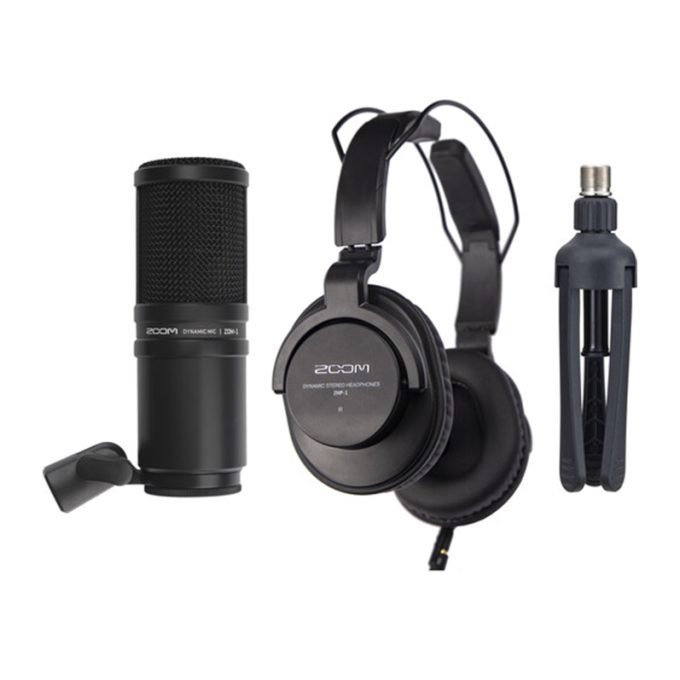 Kit Podcast Zoom ZDM-1 con auriculares, Micrófono con XLR y soporte de sobremesa