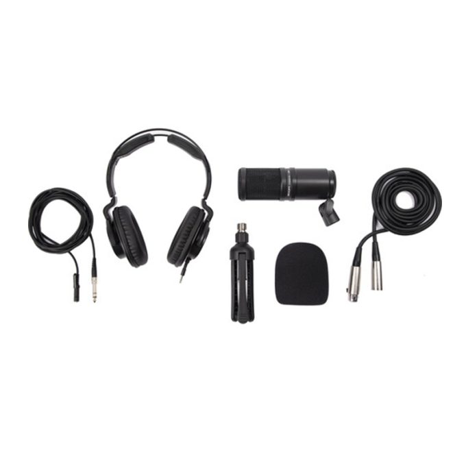 Kit Podcast Zoom ZDM-1 con auriculares, Micrófono con XLR y soporte de sobremesa