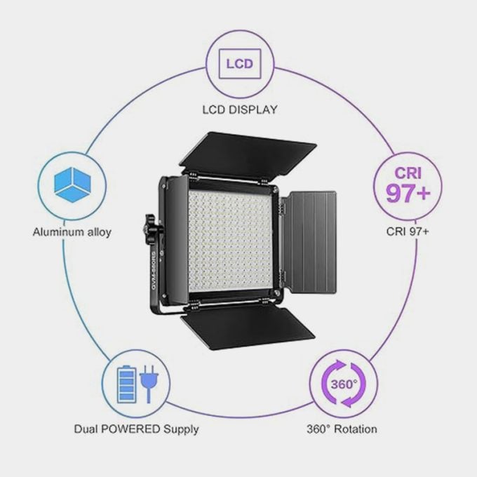 Luz de video LED RGB GVM 880RS con control Bluetooth 60W ( 2 Luces )