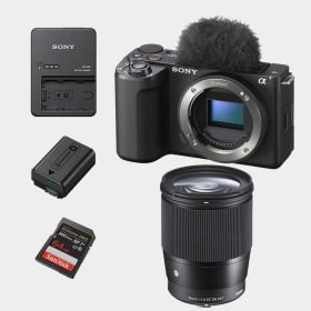 Sony ZV-E10 II con Lente Sigma 16mm f/1.4 DC cargador Sony BC-QZ1 y Memoria Sandisk 64GB V30