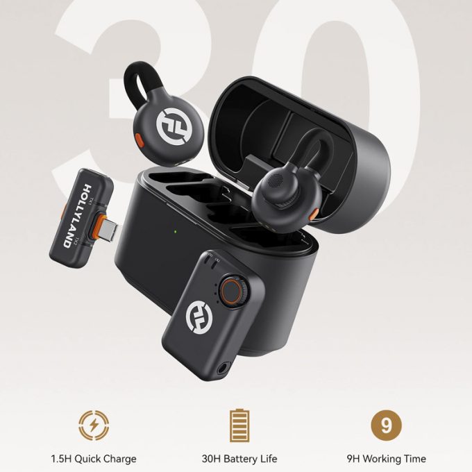Micrófono inalámbrico dual Hollyland LARK M2S Mini Combo para cámaras y USB-C