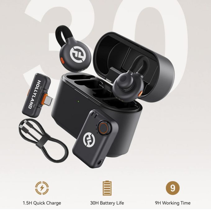 Micrófono inalámbrico Hollyland LARK M2S Combo USB-C, 3.5mm TRS, Lightning