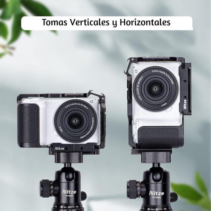 Jaula para cámara Sony ZV-E10 II, mango ergonómico y placa de liberación rápida Nitze