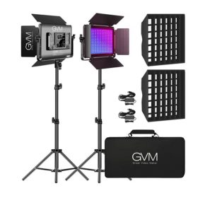 Luces duales de video LED RGB GVM 880RS 60W ( 2 Luces ) y softbox GVM ZY-1000