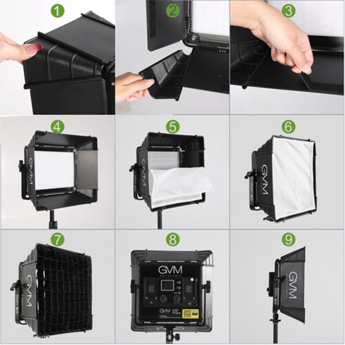 Kit de 2 difusores de softbox plegables con rejilla tipo colmena para serie GVM 880RS - Imagen 2