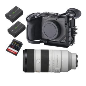Sony FX2, Lente 70-200 mm f2.8 GM OSS II, Jaula Tilta, Batería y cargador Sony NP-FZ100, Memoria V90 128GB