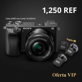 Cámara Mirrorless Sony Alpha a6400 con Lente 16-50mm + Microfonos de Obsequio