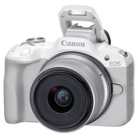 Canon eos R50 con lente 18-45mm Cámara sin espejo blanca